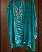 Organza Embroidered Unstitched Suit with Chiffon Dupatta 🌸